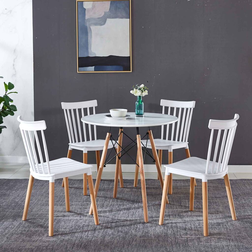 5Piece Dining Set Kitchen Set with Round Dining Table & 4 Chairs