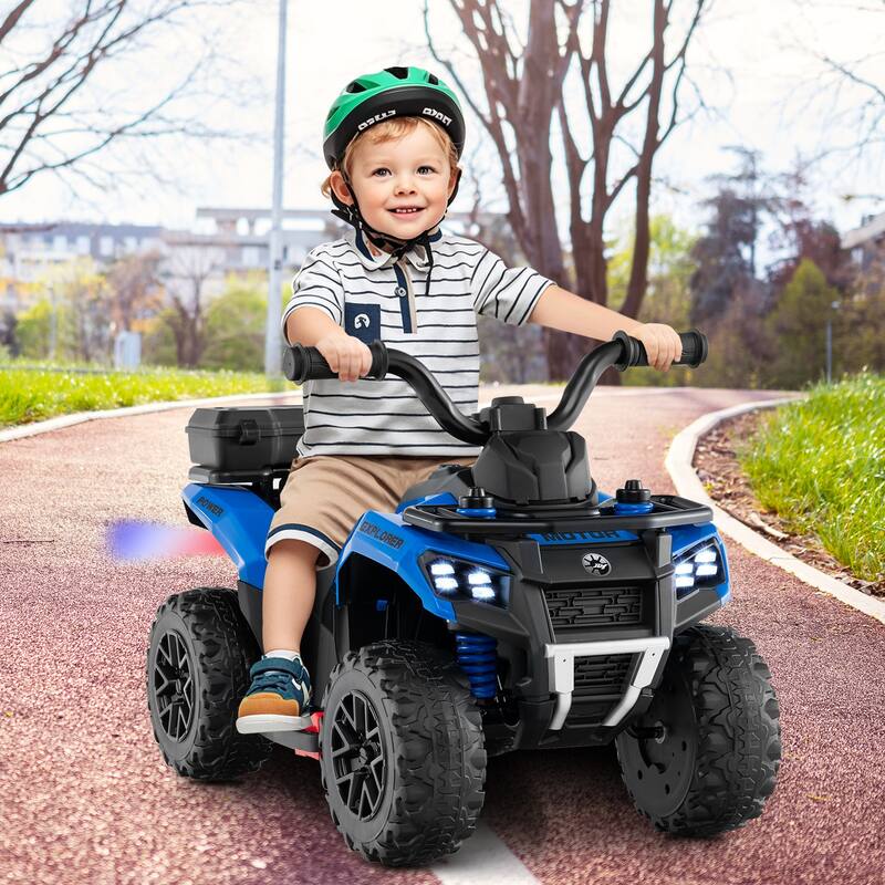 6V Kids Ride On ATV with Spray Function and Storage Box with Music - 27" x 16" x 17" (L x W x H)