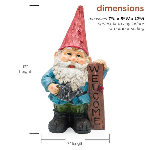 dimension image slide 4 of 11, Gnome Folding Hands Looking Up Garden Statue