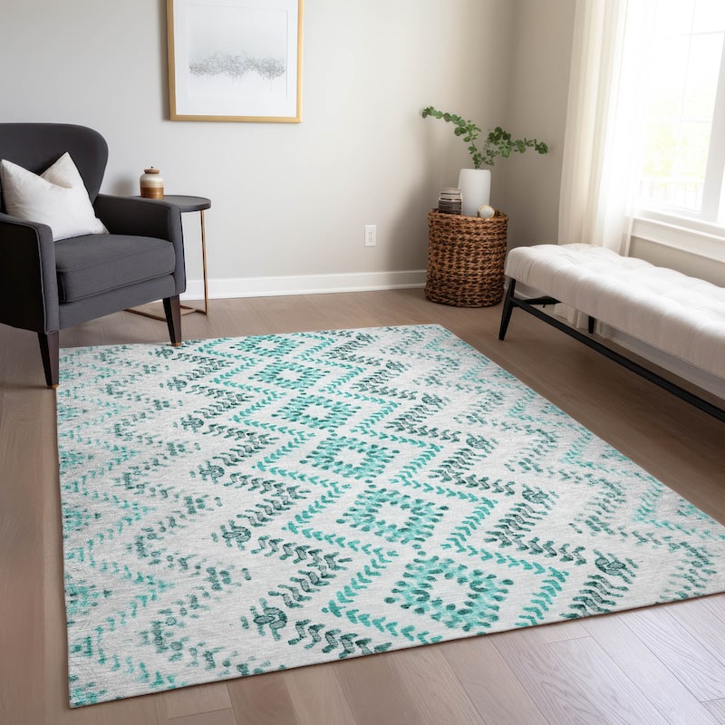 Machine Washable Indoor/ Outdoor Chantille Boho Global Rug