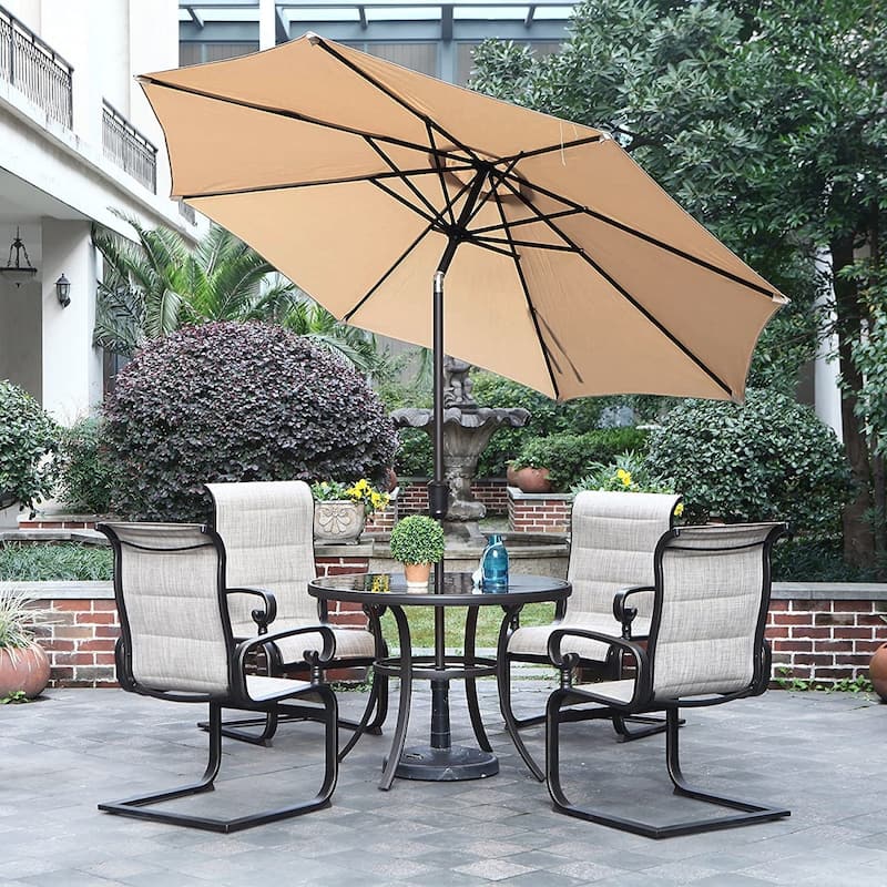 9FT Outdoor Market Patio Umbrella with Push Button Tilt and Crank,Table Umbrella,Swimming Pool Umbrella - brown