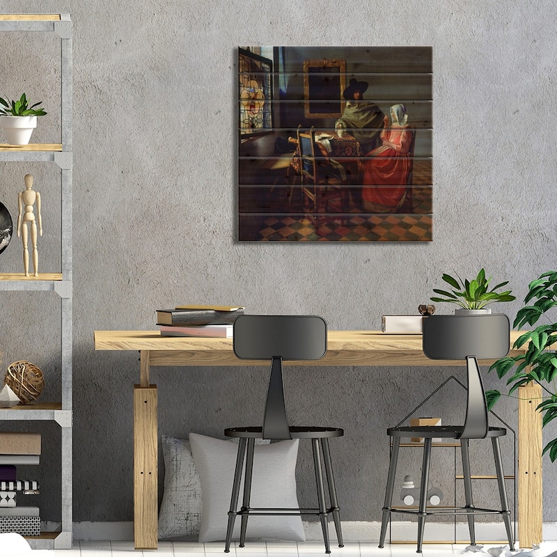 The Wine Glass Print On Wood by Johannes Vermeer - Multi-Color