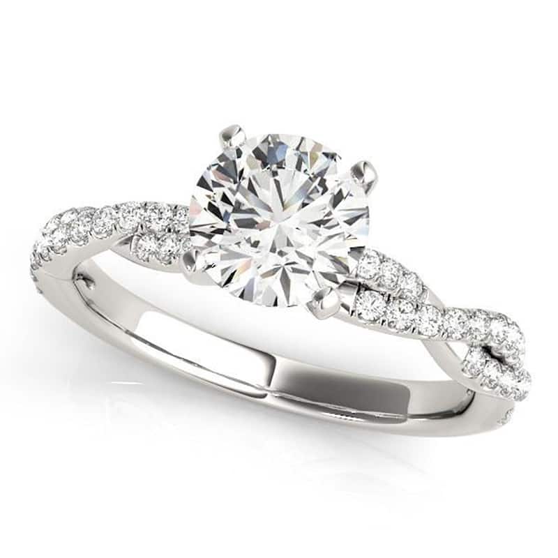Auriya 14k Gold 1/2ctw Twisted Moissanite and Diamond Engagement Ring 1/5ct TDW - White - 8
