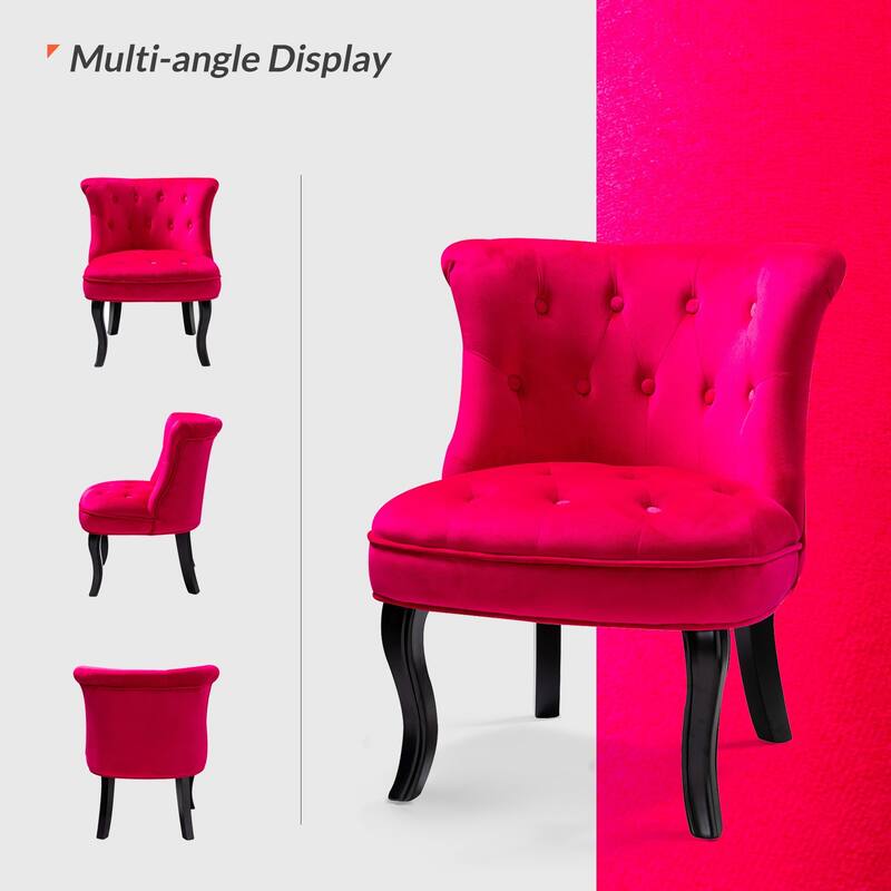 Paolino 25.1" Wide Traditional Velvet Button-tufted Back Stools with Wood Legs by HULALA HOME