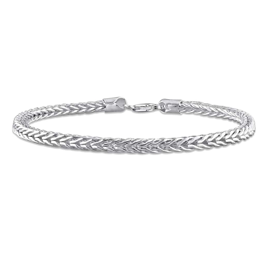 Miadora Foxtail Chain Anklet in Sterling Silver - 9 in