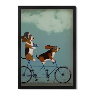 Basset Hound Tandem Premium Framed Poster by Fab Funky