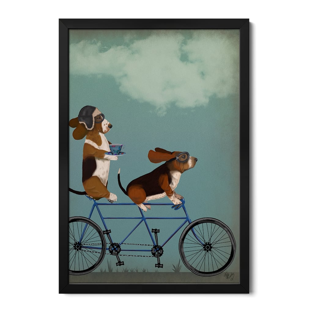 Basset Hound Tandem Premium Framed Poster by Fab Funky