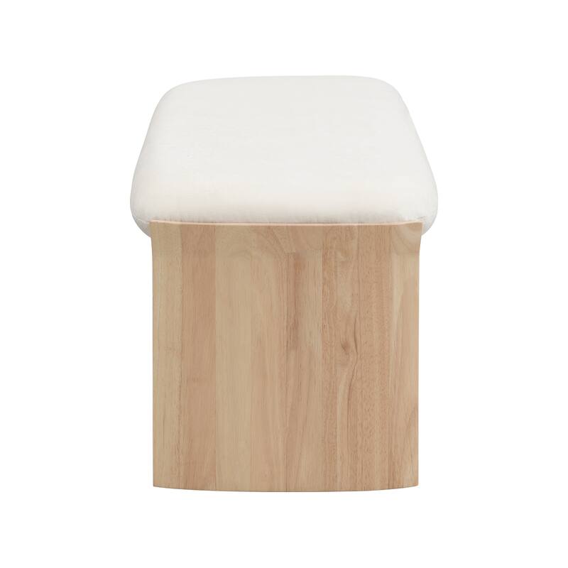 51.5 Inch Beige Rubber Wood Footstool For Bedroom and Living Room