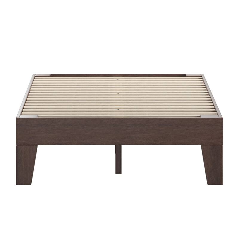 Wood Platform Bed with 14 Wooden Support Slats
