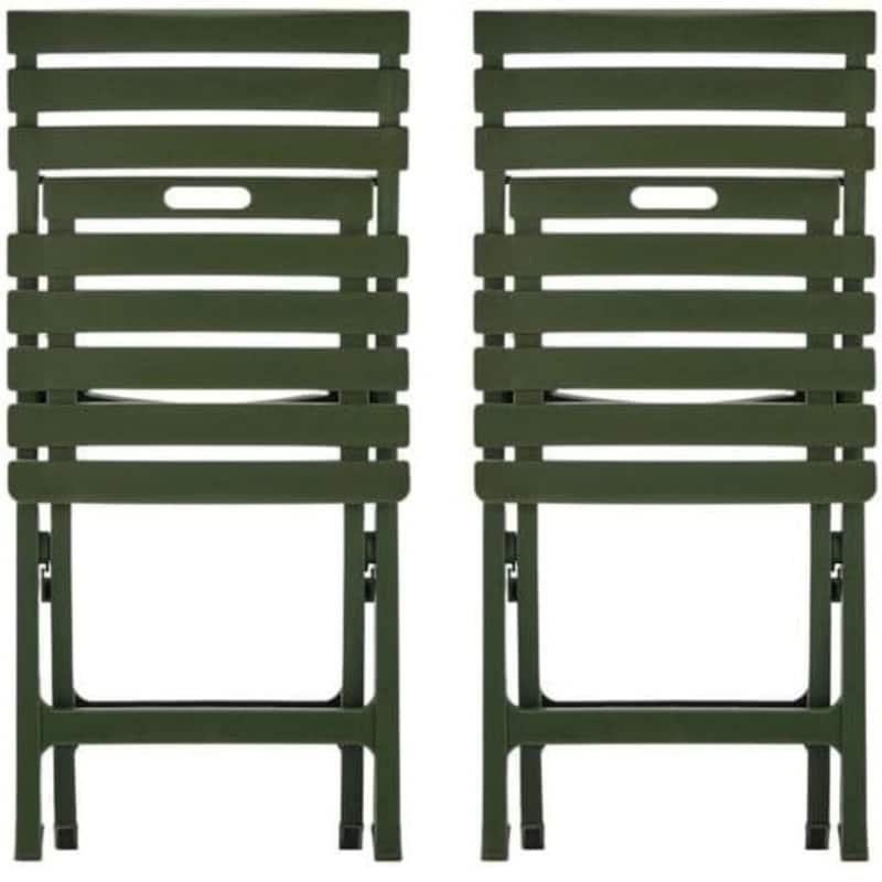 Outdoor Folding Chair Set of 2 Space-Saving UV Resistant Patio Seating