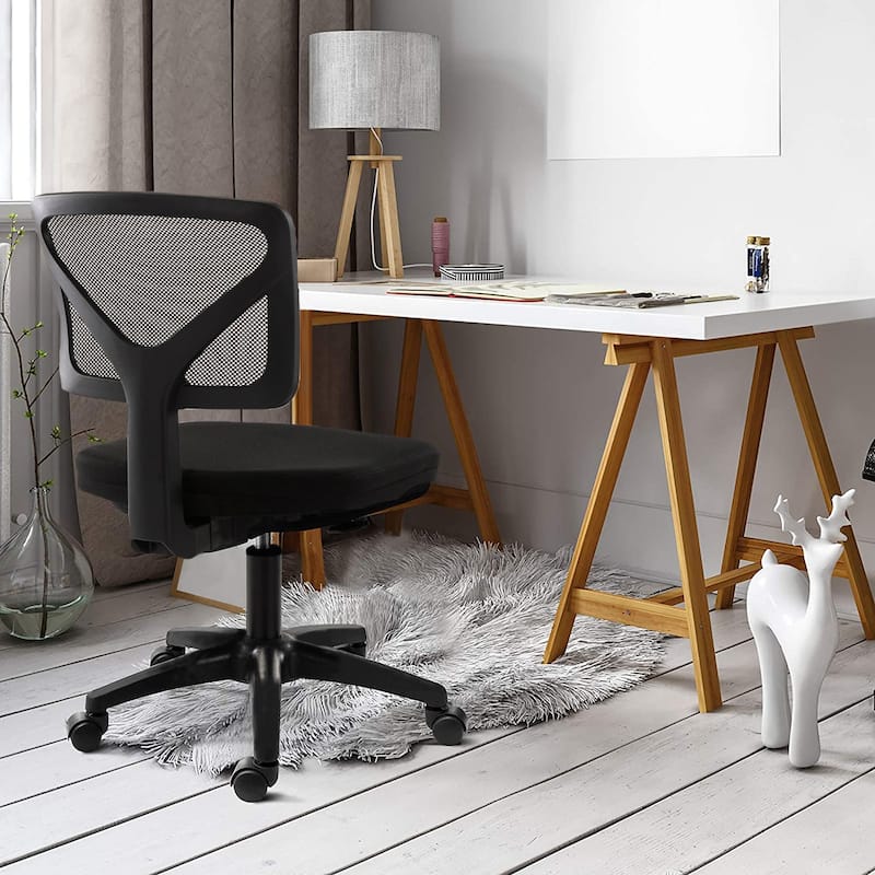 Child Armless Mesh Office Chair, Office Computer Desk Chair, Rolling Work Swivel Chairs for Home, Study, Student, Adults