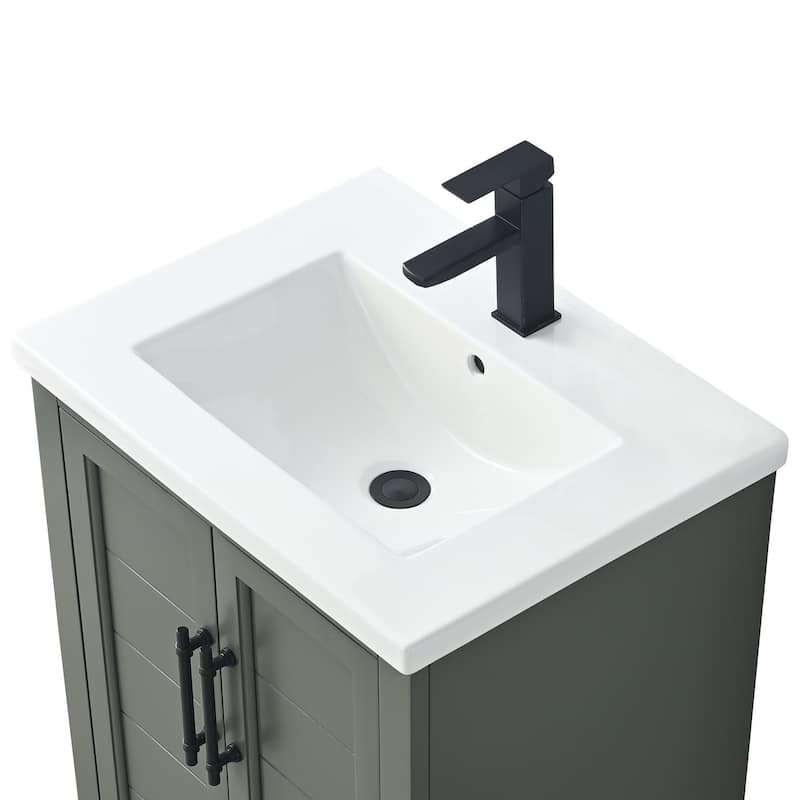 Vanity Art 24" Single Sink Bathroom Vanity with Ceramic Sink & Top