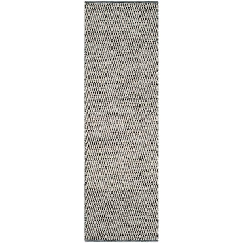 SAFAVIEH Handmade Flatweave Montauk Narragansett Stripe Casual Cotton Rug - 2'3" x 3'9" - Ivory/Dark Grey