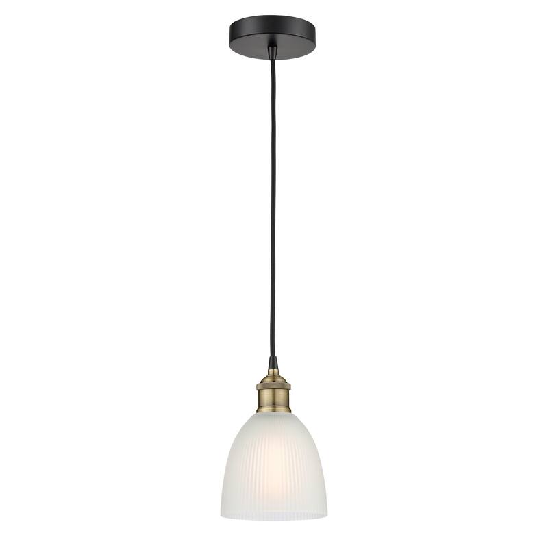 Innovations Lighting Castile - 1 Light 6" Cord Hung Mini Pendant - Black Antique Brass/White