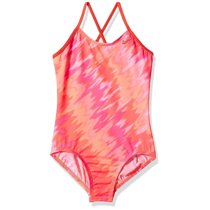 Shop Nike Swim Big Girls Crossback One Piece Swimsuit Hot Punch