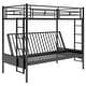 preview thumbnail 12 of 10, Twin Over Full Metal Bunk Bed, Convertible Futon with Safety Guardrails and Ladder, Contemporary Multi-Function Design, Black