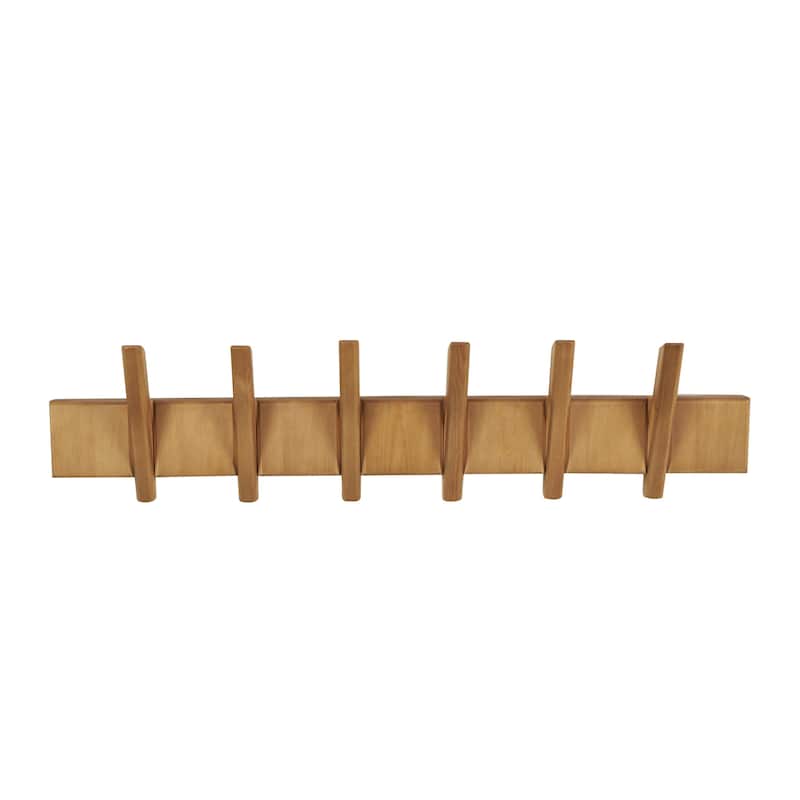 Wood Minimalistic 6 Hanger Home Wall Hook - Brown - Roche River Decor - Brown