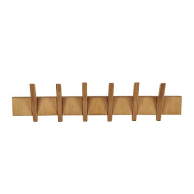 Wood Minimalistic 6 Hanger Home Wall Hook - Brown - Roche River Decor