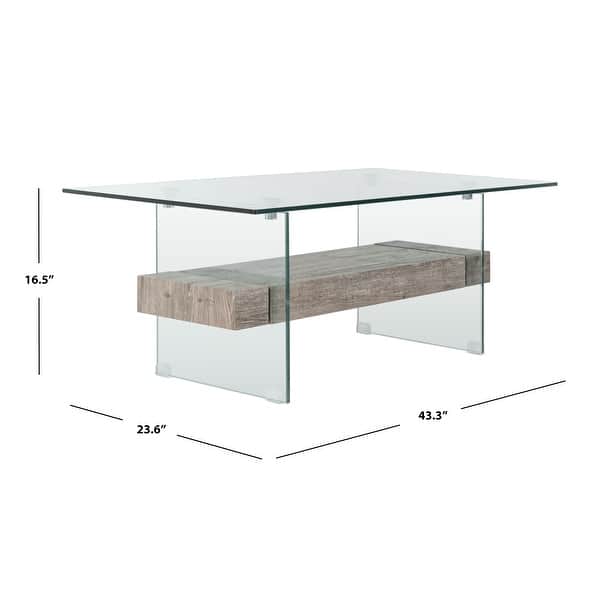 SAFAVIEH Kayley Modern Glass Coffee Table 43.3" x 23.6" x 16.5" On