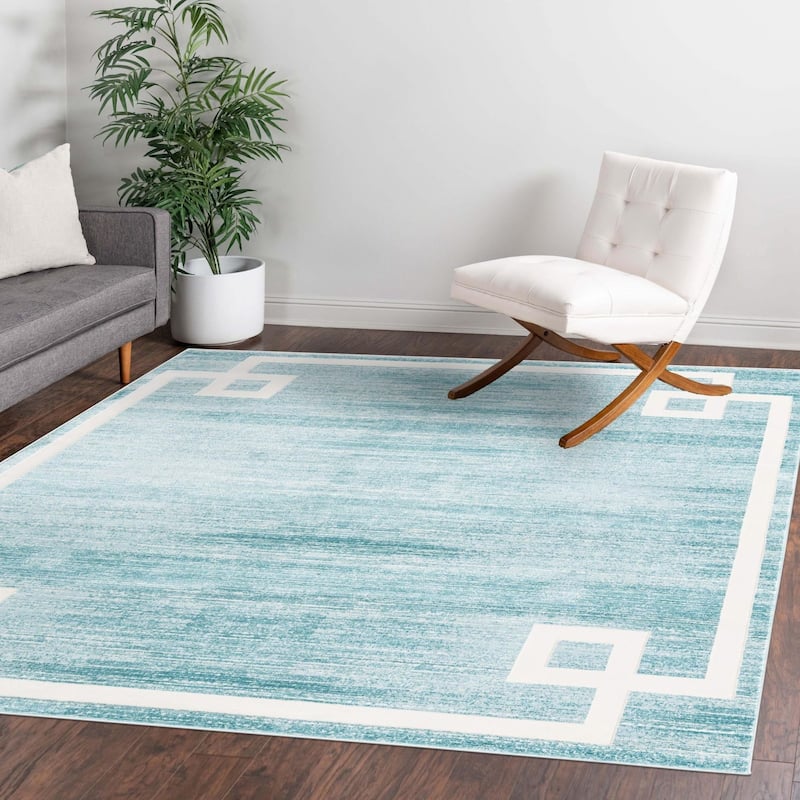 Contemporary Richye Collection Area Rug - Turquoise - 7'10" Square