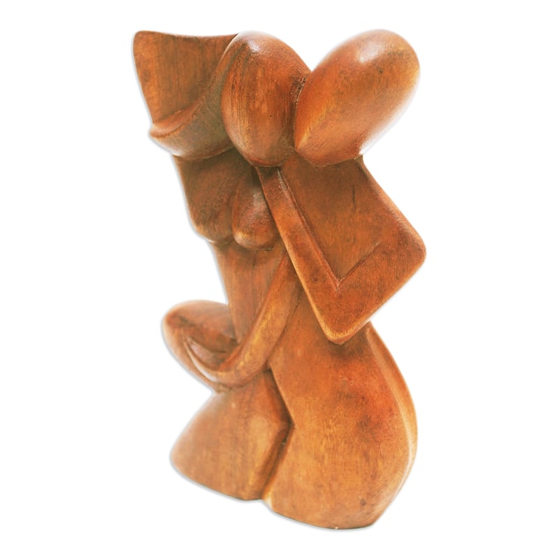Novica Handmade Comfort Hug Wood Sculpture