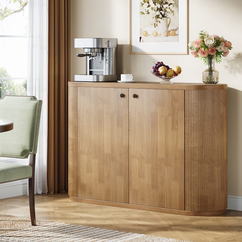 Farmhouse Sideboard Buffet Cabinet with Storage - 13.7" D x 47.2" W x 31.5" H - Brown