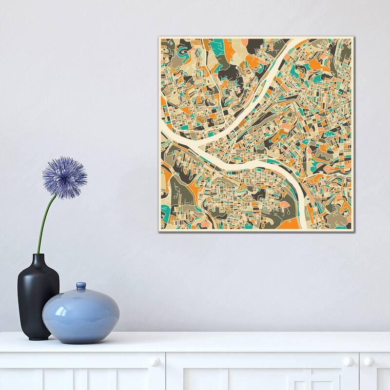iCanvas "Abstract City Map of Pittsburgh" by Jazzberry Blue Canvas Print - 18x18x1.5
