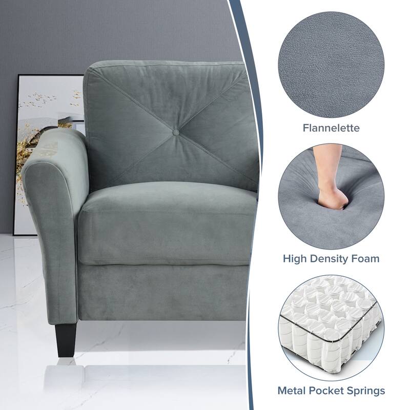 Velvet 1-Seater Sectional Sofa with Memory Foam Cushions