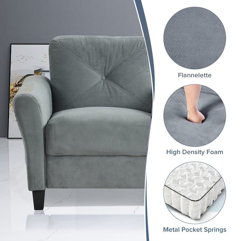 Velvet 2-Seater Sectional Sofa with Detachable Cushions