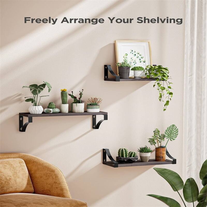 Wall Shelves Set of 3 - 16.4"D x 5.9"W x 0.7"H