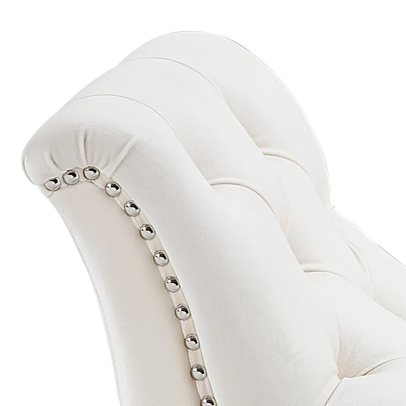 Velci-Velvet Tufted Bench with Stud Detail