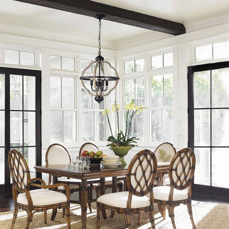 Allario 4 Light Antique Distressed Wood Candle Style Metal Chandelier