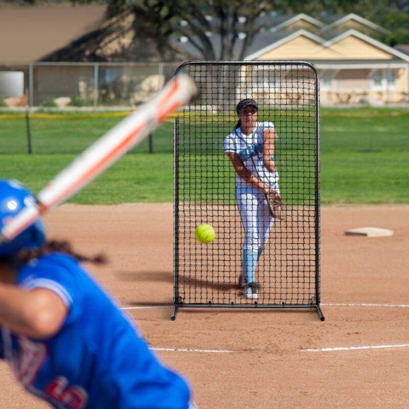 7x4 Feet Portable Batting Baseball and Softball Safety Screen with Carry Bag and Steel Pipe Frame