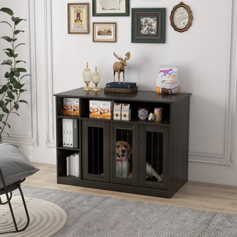 Dog Crate with Adjustable Shelf, Dog Crate End Table, Indoor Pet Crate for Medium and Large Dogs, with Large Flat Surface