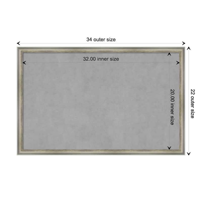 Amanti Art Salon Scoop Silver Framed Magnetic Board - Board Size 32x20