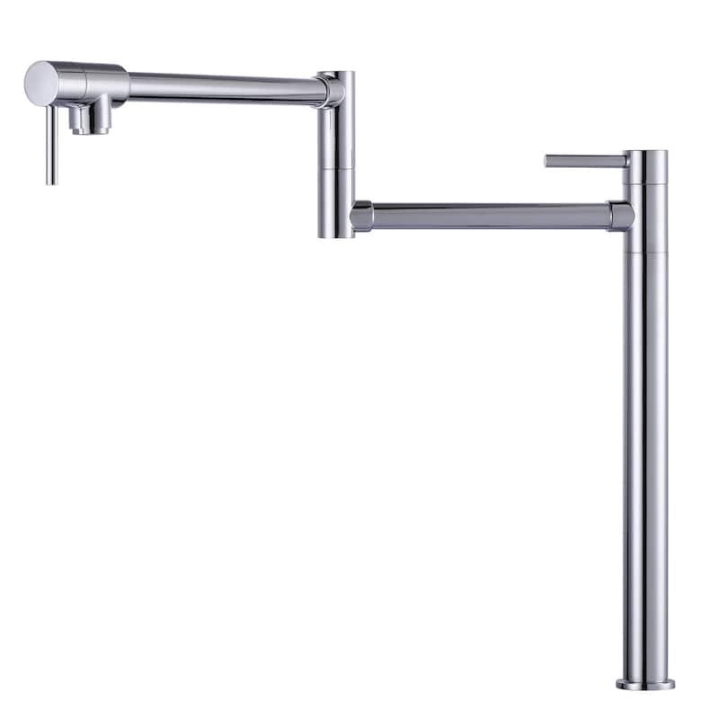 WOWOW Deck Mount Pot Filler Folding Faucet - Chrome/Clear