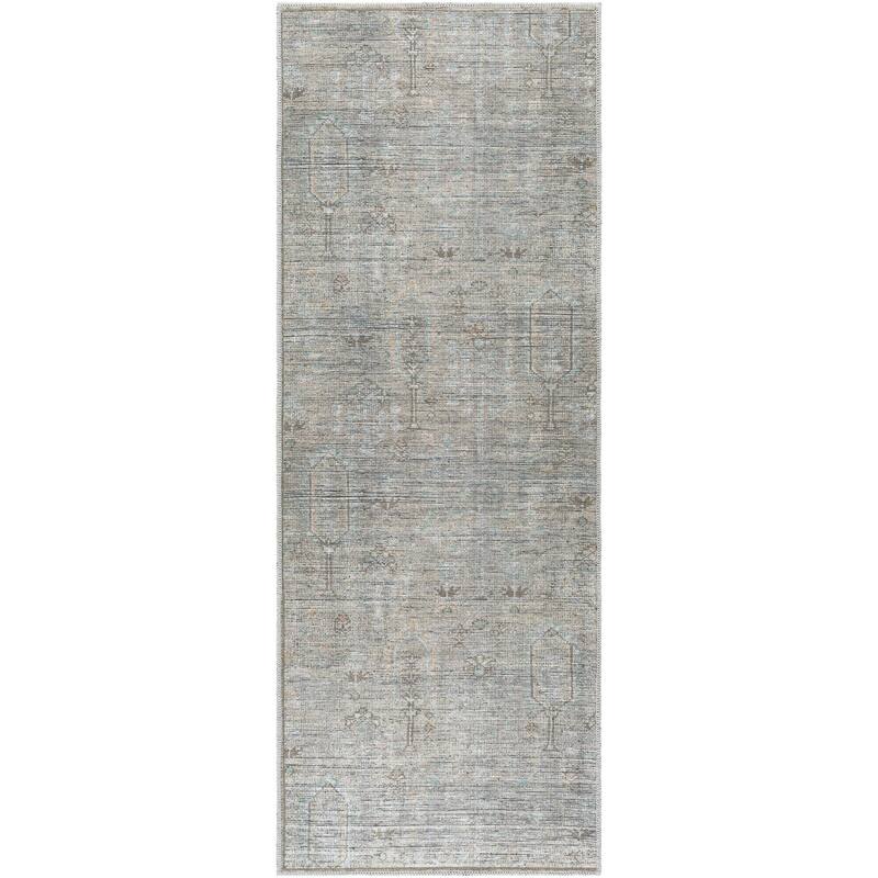 Becki Owens x Livabliss Darling Updated Traditional Washable Area Rug - 2'7" x 7'3" - Taupe/Ice Blue