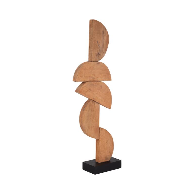 Sagebrook Home Brown Wood Half Circles Stacking Abstract Sculptures