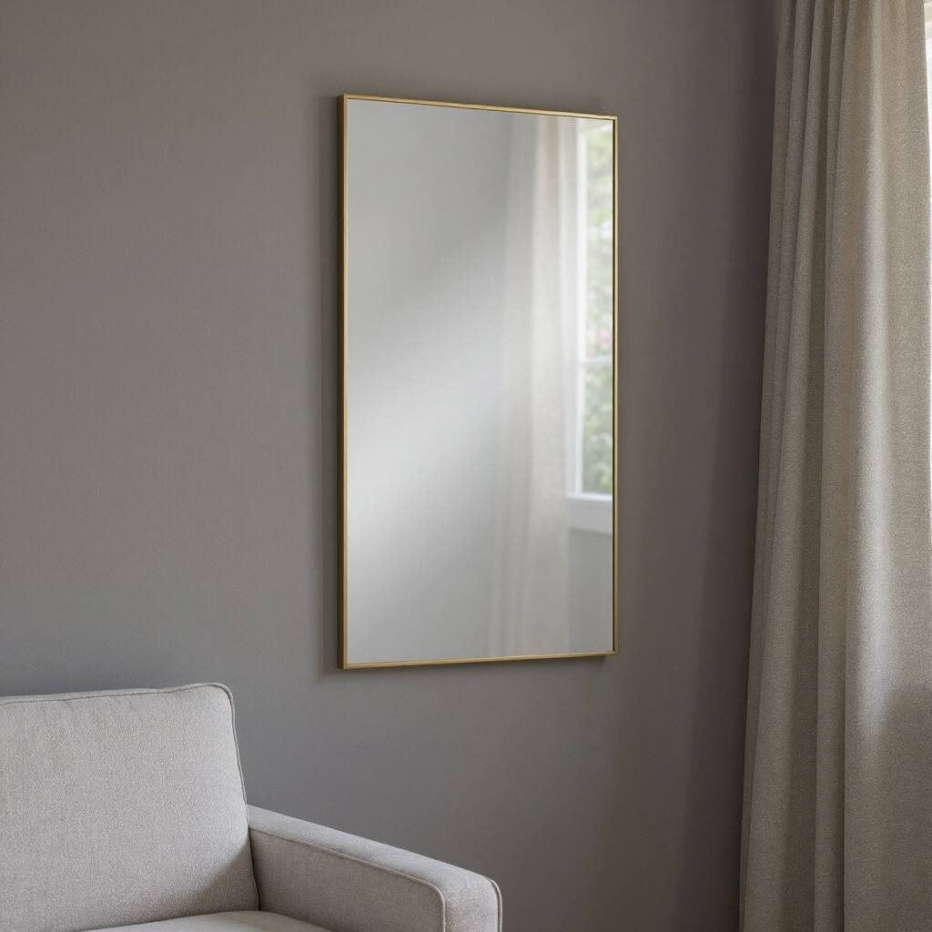 HomeRoots 47" Gold Metal Accent Mirror - 21.7" W x 0.8" D x 47.2" H