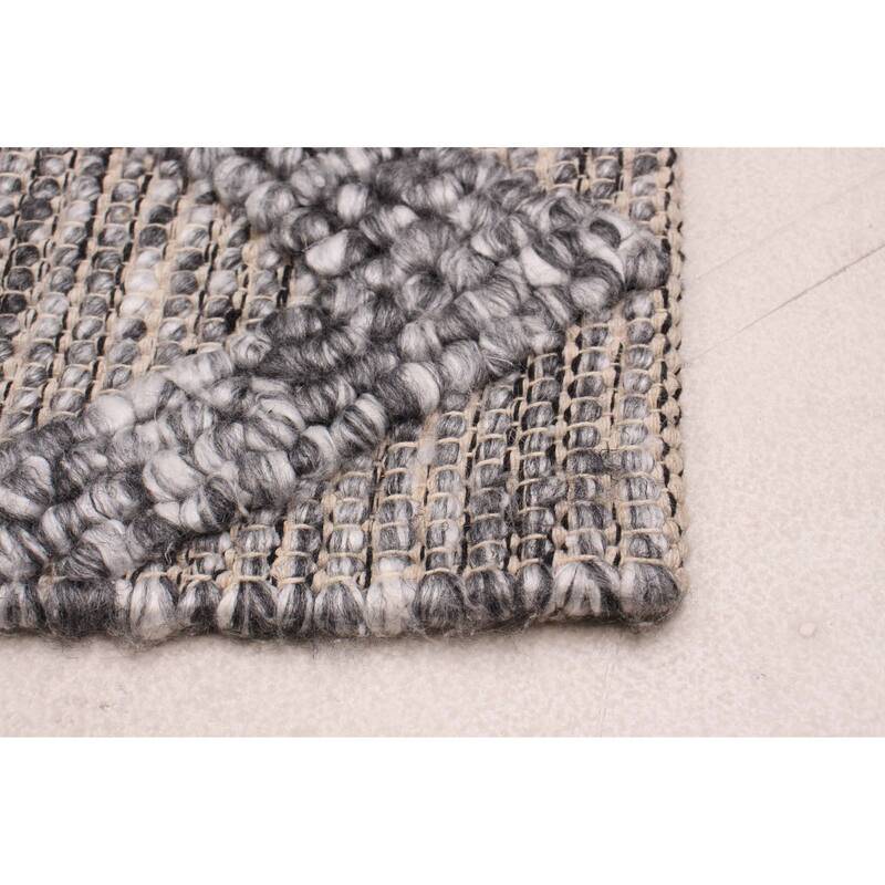 ECARPETGALLERY Braid weave Sienna Grey Wool Rug - 5'2 x 7'8