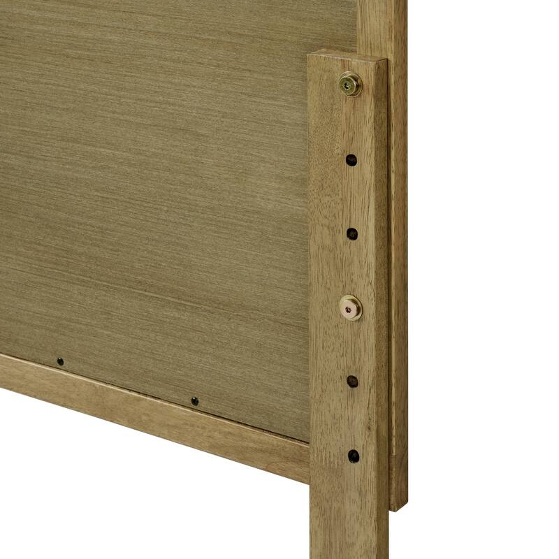 Natural Finish Rubberwood with Rattan Panels Headboard, King or Queen (Headboard Only)