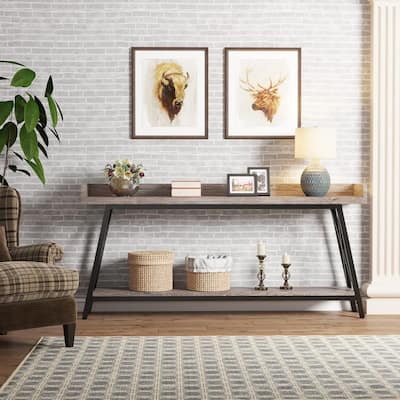 70.9" Extra Long Industrial Console Table, Rustic Grey