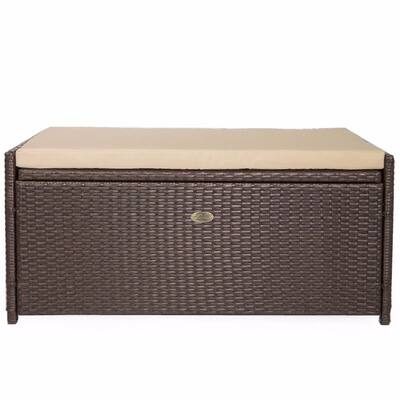 60-Gallon Outdoor Storage Deck Box Bench with Seat Cushion Seating Bench