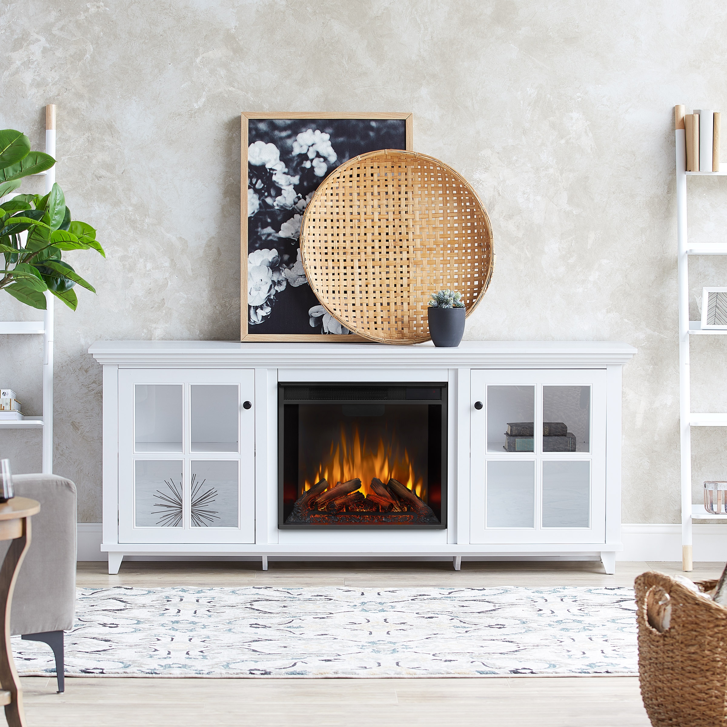 Norwell 73 TV Stand Electric Fireplace in White by Real Flame 73 L x 15 W x 30.5 H On Sale Bed Bath Beyond 36254524