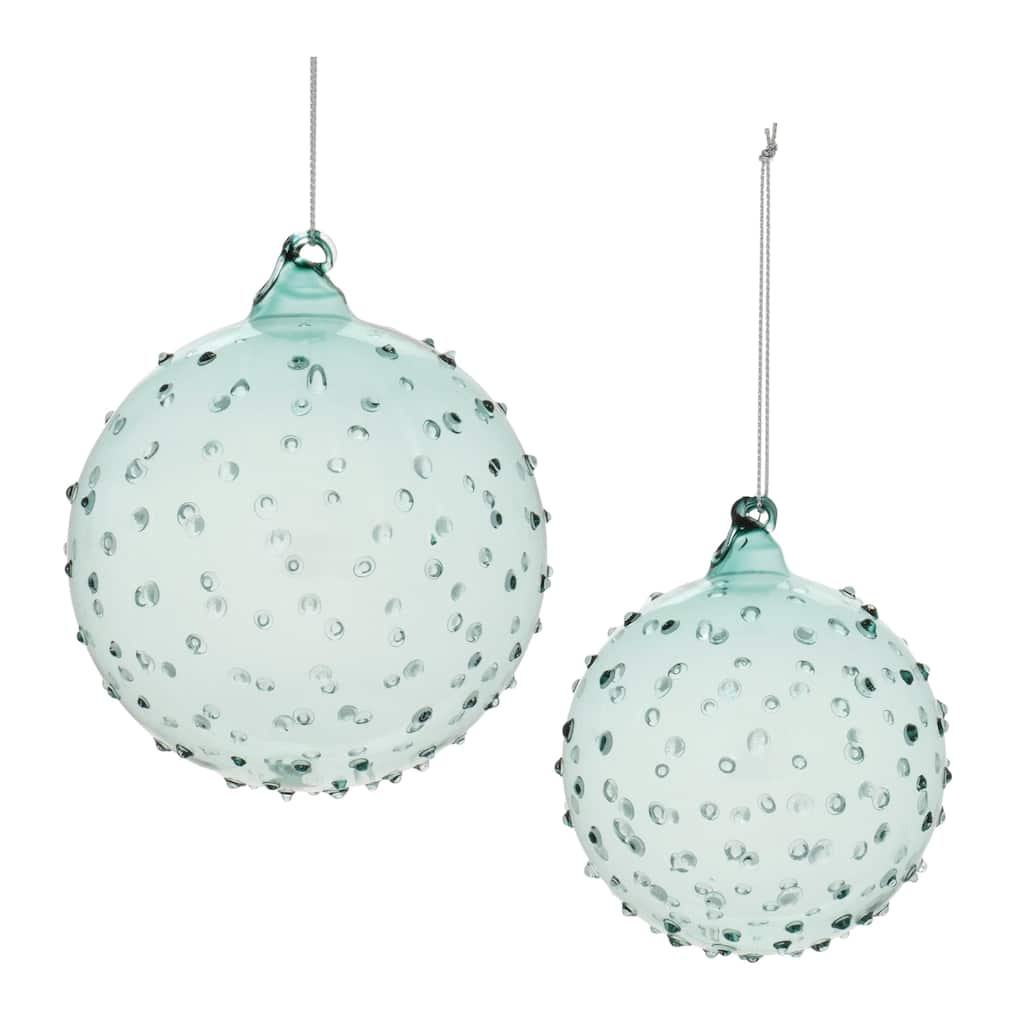 Glass Hobnail Ball Ornaments Set of 12 - 3.75” x 3.75” x 4.25” (L x W x H)