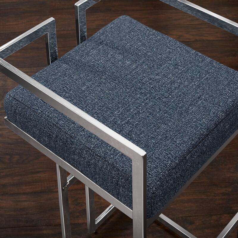 Tanner Velvet Upholstered Chrome Finish Metal Barstool (Set of 2) by iNSPIRE Q Bold