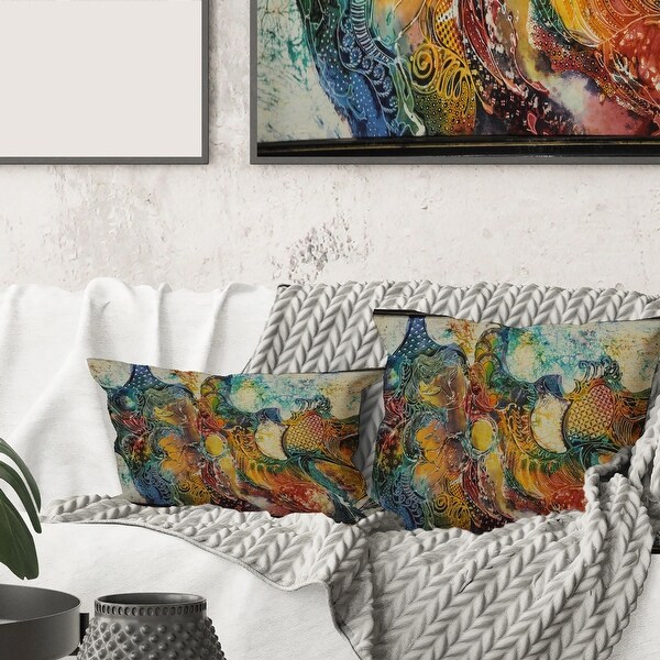 Designart Mother With Child In Batik Modern Printed Throw Pillow