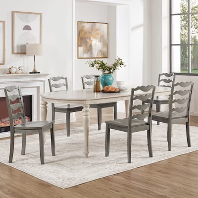 Distressed 17"W Wooden Ladder Back Dining Chairs