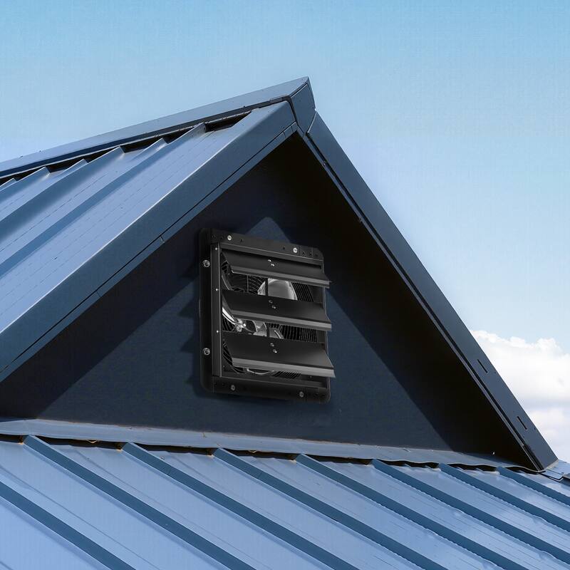 10 inch Shutter Exhaust Fan, Wall Mounted Attic Vent Fan with Variable Speed Controller, 900 CFM, AC Motor, Low Noise for Shed