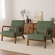 preview thumbnail 27 of 144, 25" W Mid Century Upholstered Wood Accent Chair with Pillow set of 2